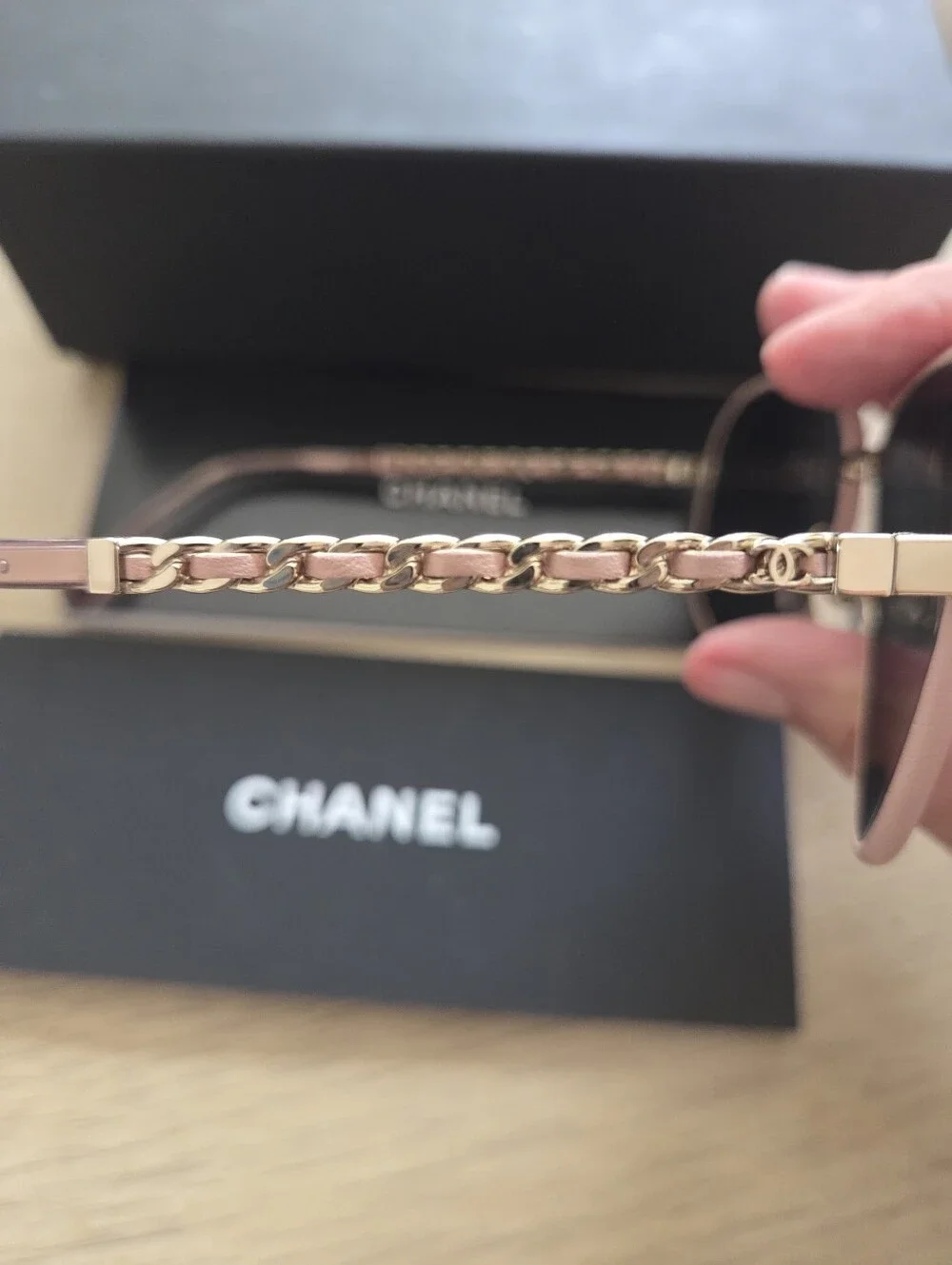 CHANEL 4219-Q Pink and Gold Aviator Sunglasses Box/Booklet